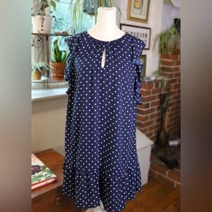 J. Crew Navy and White Polka Dot Women’s Dress